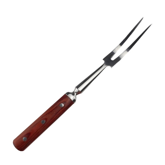 Meat Fork, 0.2 in / 0.5 cm Thick Stainless Steel Tines, Heavy Duty 14 in / 35.5 cm Long Carving Utensil with Wooden Handle, Rust Resistant, Easy to Clean BBQ Roasting Tool for Outdoor Grilling