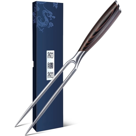 Meat Fork 7 Inch, Razor Double-Prong Carving Fork for Meat, Professional High Carbon Stainless Steel Kitchen Serving Fork for Turkey and Barbecue
