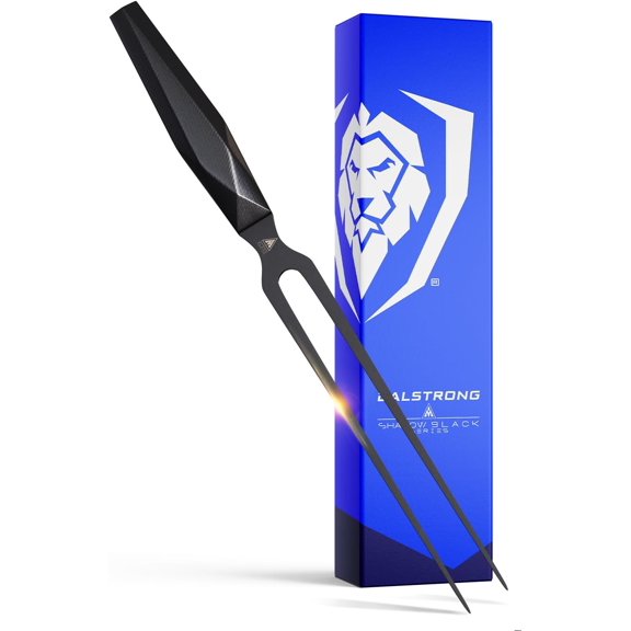 Meat Fork - 8.5 inch - Shadow Black Series - Black Titanium Nitride Coated - High Carbon 7CR17MOV-X Steel - Barbecue Carving Fork - Kitchen Utensils - Two Pronged Fork - NSF Certified