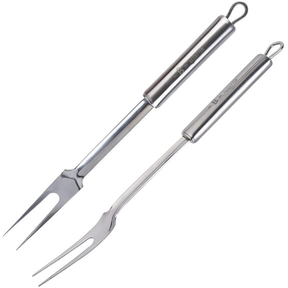 Meat Forks, Two Prong Lar Forks for Cooking Kitchen Carving Serving BBQ Grilling, Stainless Steel, 13.3 Inch Long, 2 PCS