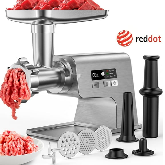 Meat Grinder, 2500W Electric Food Grinder Sausage Stuffer and Grinder with 3 Size Plates, Sausage Tube & Kubbe KitsRed Dot Innovative Design Reward