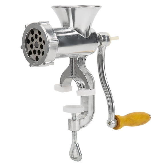 Meat Grinder, Aluminum Alloy Multi-Function Manual Meat Grinder Spice Pepper Grinder Tabletop Kitchen Appliances Tin Plated Cast Steel Silver