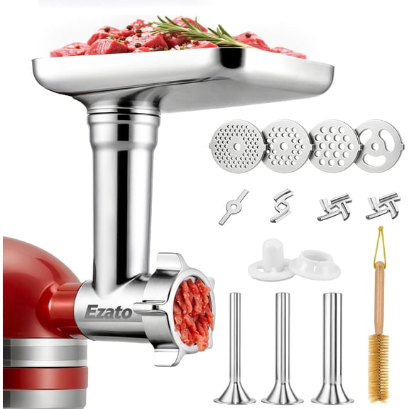 Meat Grinder Attachments for KitchenAid, Sausage Stuffer, Compatible with KitchenAid Stand Mixer of All Models, Aluminum Alloy, Not Dishwasher Safe