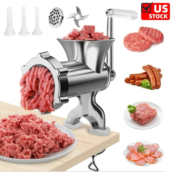 Meat Grinder Manual Mincer - Meat Grinders For Home Use Sausage Maker & Burger Patty Stuffer with Table Clamp, Hand Operated Kitchen Tool for Homemade Pork, Beef, and Sausage - Easy to Clean