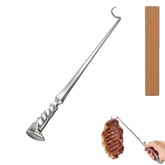 Meat Hook Flipper, BBQ Turner Hooks, Stainless Steel Pig Tail Meat Flippers, Flip Cooking Hooks for Grilling, Smoking, and Frying(A) Y101