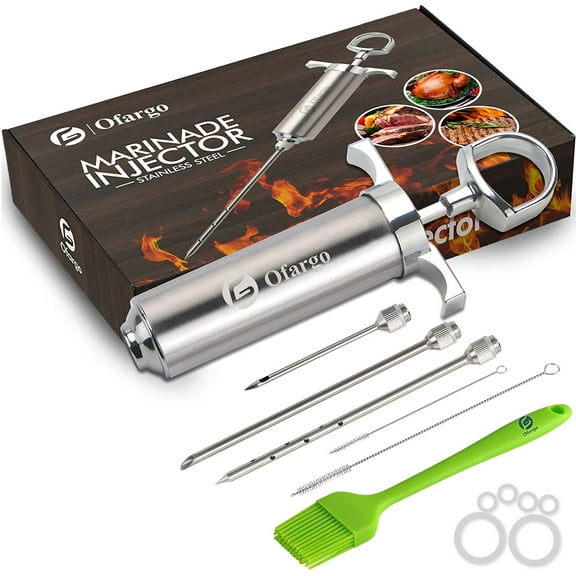 Meat Injector, Meat Injectors for Smoking with 3 Marinade Food Injector Syringe Needles, Injector Marinades for Meats, Turkey, Brisket; Father Day Gifts for Dad Husband Men, 2-oz Capacity