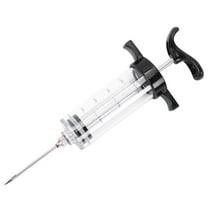 Meat Injector Syringe, 1-oz Plastic Marinade Injector Kit with 2 Stainless Steel Needles – BBQ, Turkey & Beef Injector for Juicy, Flavorful Meat, Black