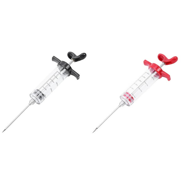 Meat Injector Syringe 2 Marinade Injector Needles for BBQ Grill, Premium Portable Turkey Injector kit for Smoker,Marinades Injector for Meats With 1oz Large Capacity Easy to Use & Clean
