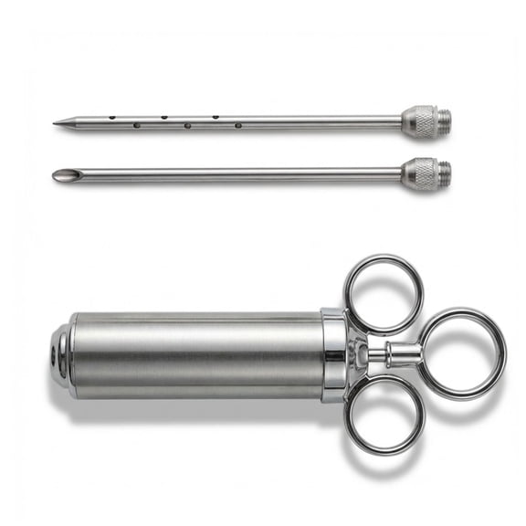 Meat Injector Syringe, 2oz Turkey Injector Seasoning, 304-Stainless Steel Seasoning Injector with 3 Marinade Needles and 3 Cleaning Brushes for Smoked BBQ Grilling,1