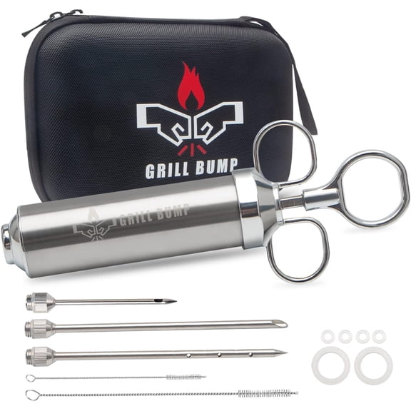 Meat Injector Syringe Kit for Smoker with 3 Flavor Food Injector Syringe Meat Needles, Injection Marinades Brine for Meat, Turkey; 2-oz, Including Paper and E-Book (PDF) User Manual