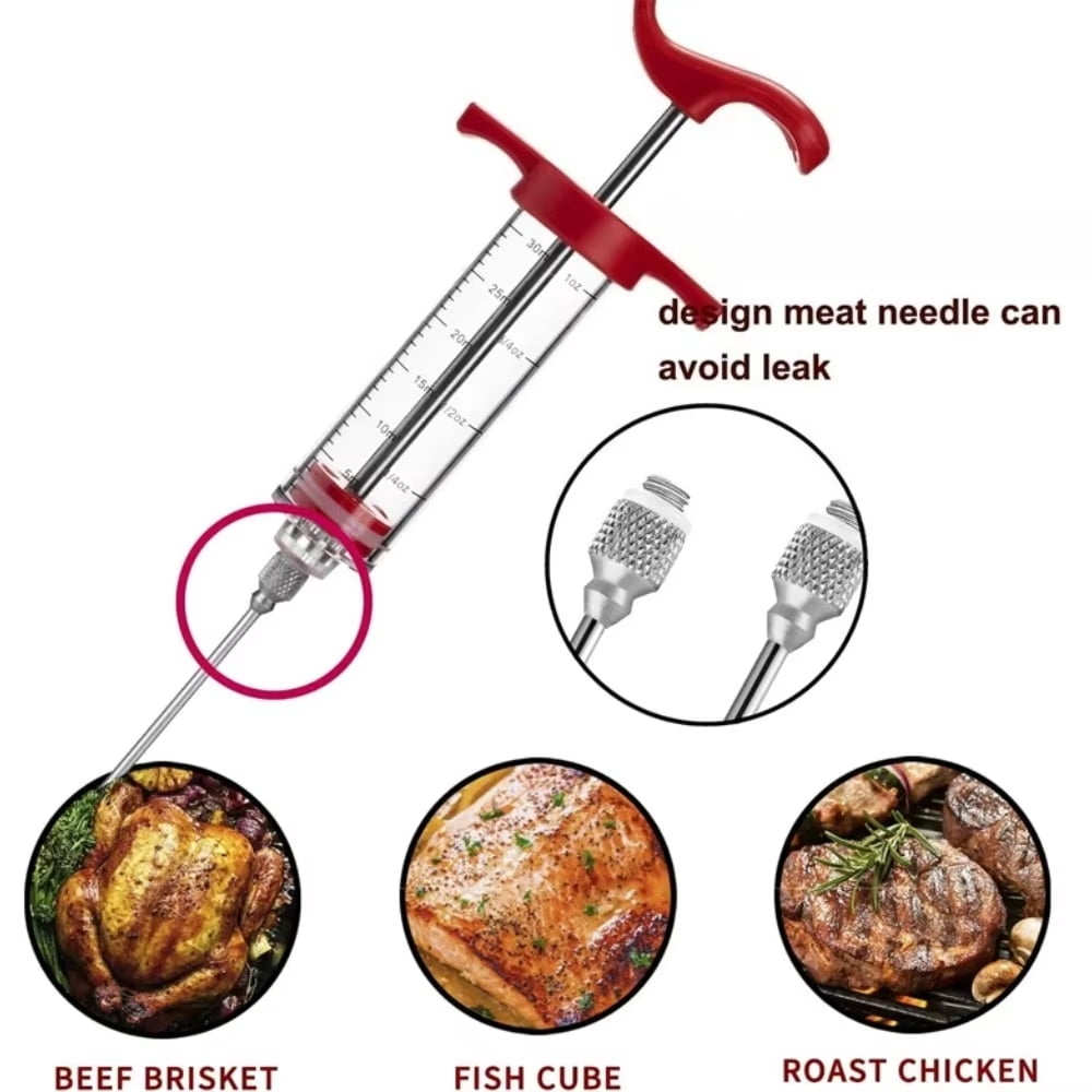 Meat Injector Syringe Portable Turkey Injector kit for Turkey Smoked ...