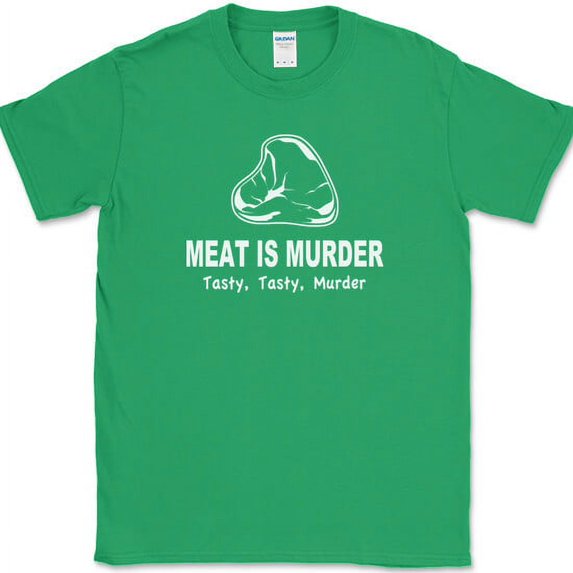 Meat Is Murder Tasty Tasty Murder T-Shirt Funny Food Bacon BBQ Grilling Tee - Green, 5XL