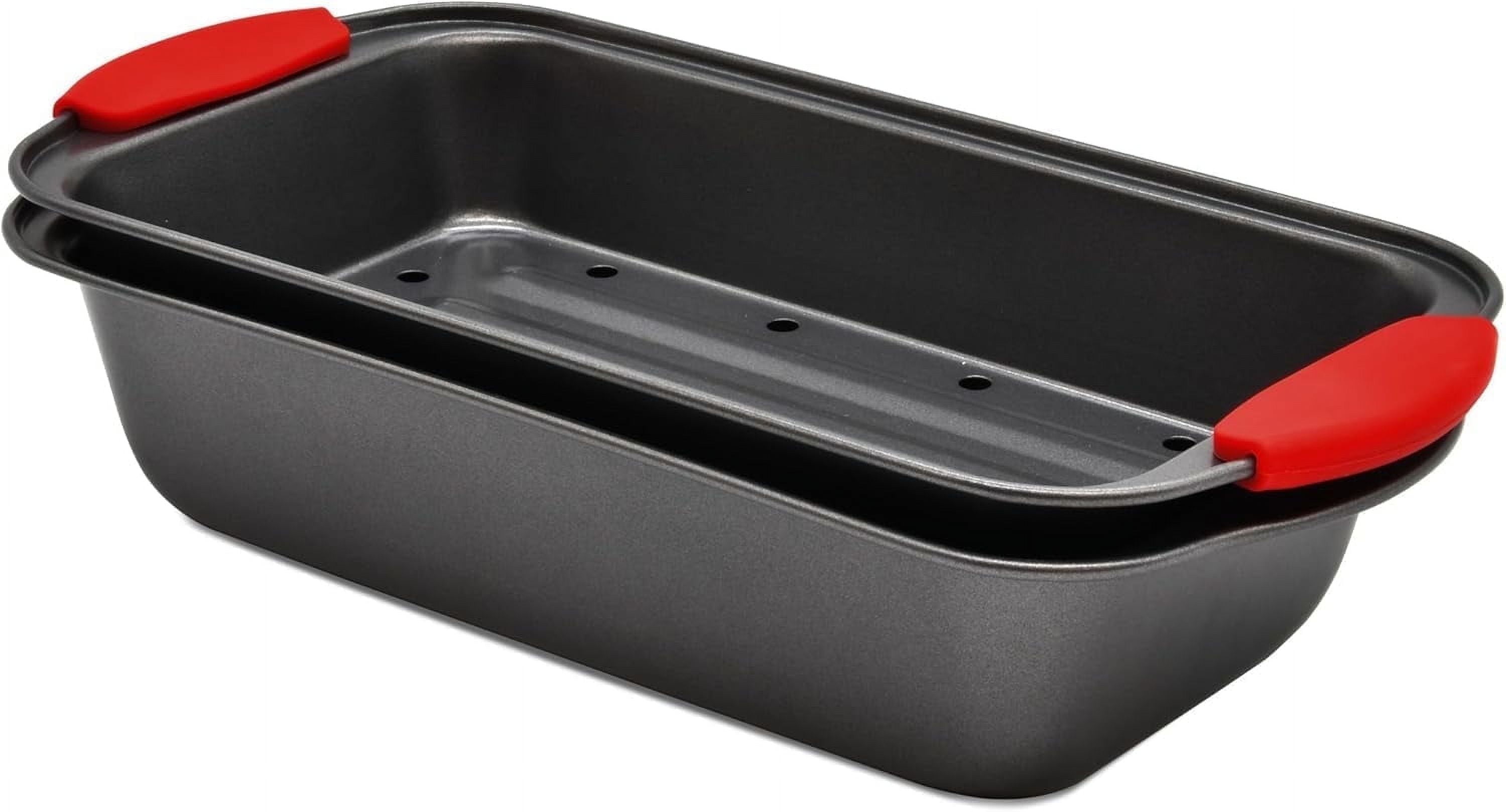 PERLLI 2-Piece Nonstick Meatloaf Pan Set, High-Carbon Steel Meat Loaf ...