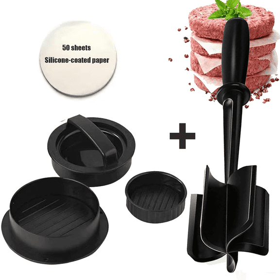 Meat Mincer, 3-in-1 Burger Press, Meat Patty Mold Set, Hamburger Meat Grinder, Premium Heat-Resistant Meat Shredder, Free 50 Silicone-Coated Paper Sheets