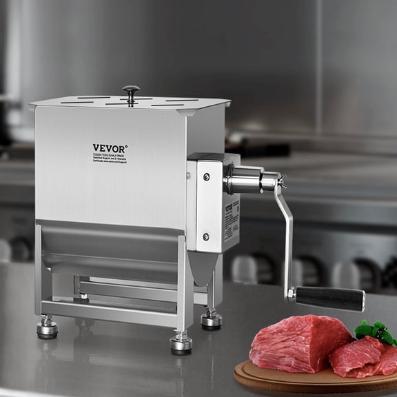 Meat Mixer Tub for Grinders, 15LB Capacity, Manual Operation, Silver - Sausage Making Kit
