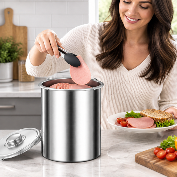 Meat Press Ham Maker, Stainless Steel Cooker Tool with Thermometer