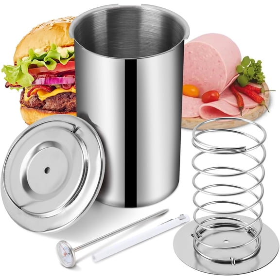 Meat Press Mold for Deli Meats, 304 Stainless Steel Lunch Meat Press Mold with Spring, Ham Press for Making Deli Meats, Sausage, Pork & Chicken