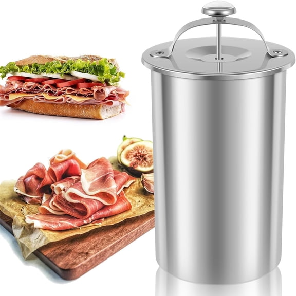 Meat Press Mold for Deli Meats Stainless Steel Ham Maker, Ham Press Mold with Thermometer for Making Homemade Healthy Deli Meat