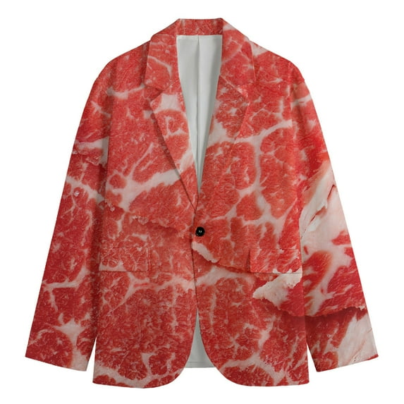 Meat Print Men'S Blazer, Food Lover Fun Novelty Blazer