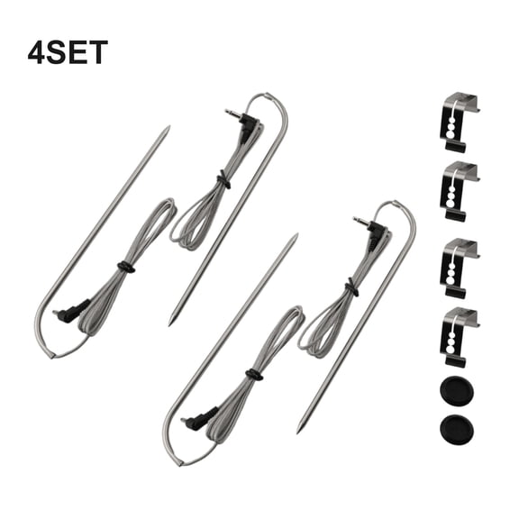 Meat Probes 9004190170 for Masterbuilt Gravity Series 560/800/1050 BBQ Grill Temperature Probe Replacement Parts Accessories with Clips and Grommet for Outdoor Cooking