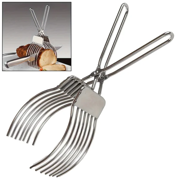 Meat Roast Bread Slicing Tong Stainless Steel Bread Tomato Slicer Tongs Cutting