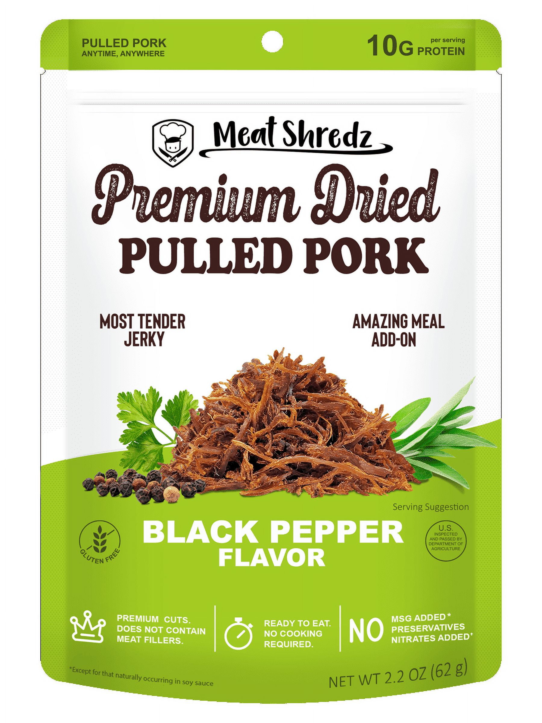 Meat Shredz Black Pepper Pulled Pork Jerky High-Protein Snack 2.2
