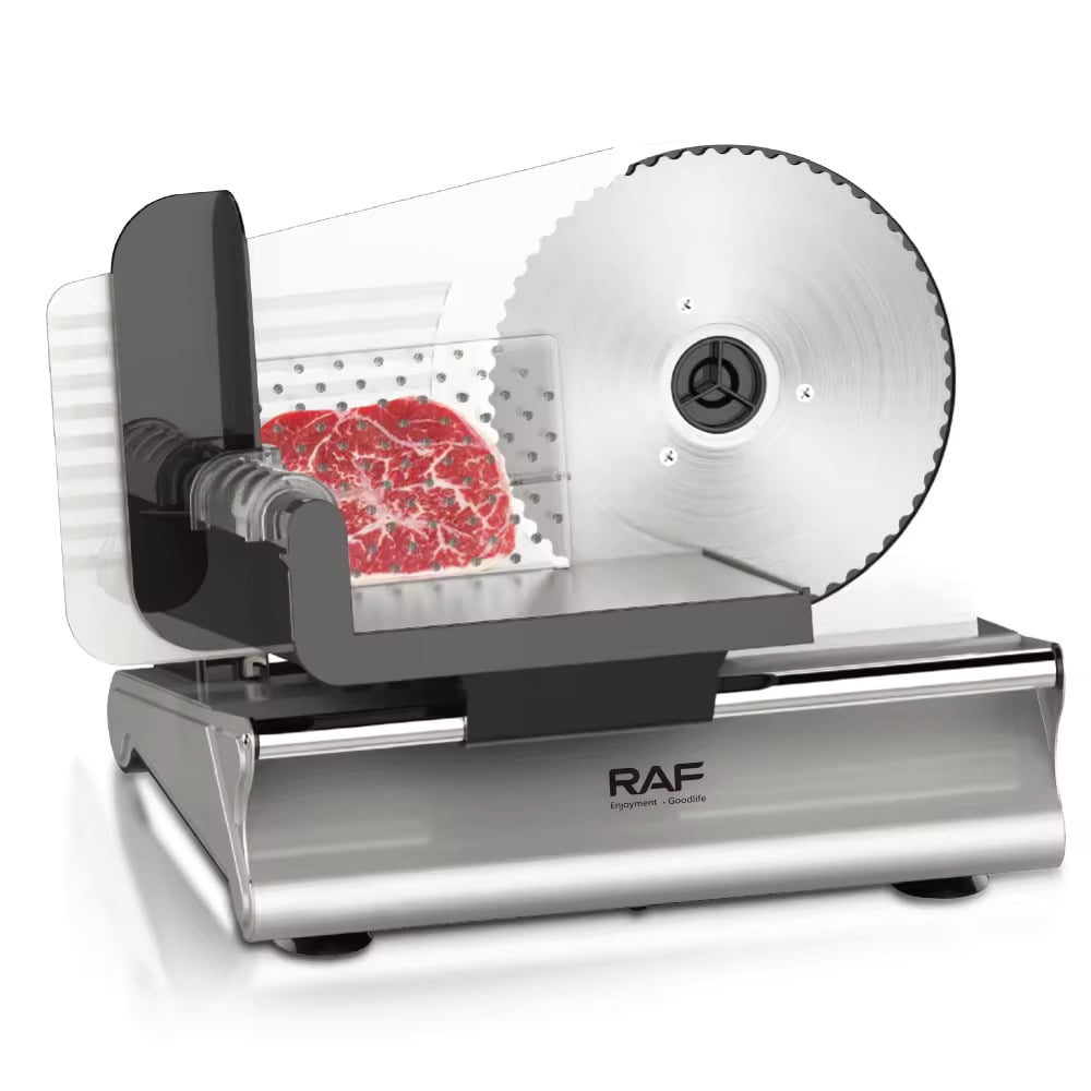 Meat Slicer, 130W Electric Food Slicer for Home Use, Meat Slicer with  7.5" Sharp Stainless Steel Blade(Serrated ) & 0-15mm Precise Thickness Cut Deli Food, Silver