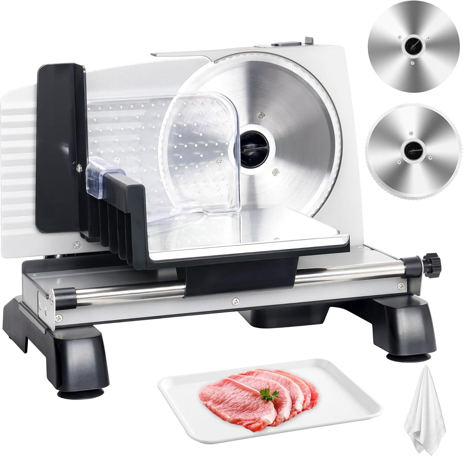 Meat Slicer, 200W Electric Meat Slicer, 2 Removable 7.5" Stainless Steel Blades, 0-18mm Adjustable Thickness Meat Slicer for Home 200W 7.5" Blade 0-18mm