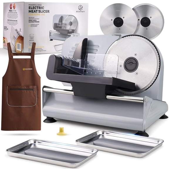 Meat Slicer, 200W Powerful Electric Food Slicer-Deli Meat Machine for Home Use for, Cheese, Bread, Vegetables-2 Round 7.5" Stainless Steel Blade, Child Lock Protection & Adjustable Thickness Y101