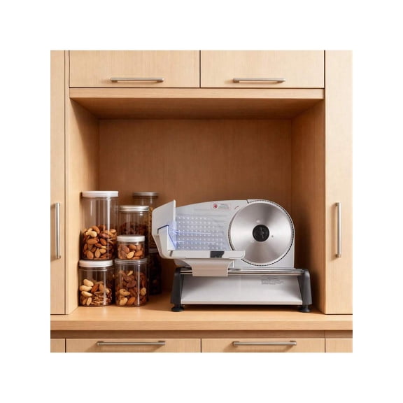 Meat Slicer, 7.5 Inch 200W Electric DelicatessenSlicer Machine With SUS420 Blade, 0-0.6 Inch Adjustable Thickness, Certified Home Food-Slicer For Meat, Ham, Baguett, Steak