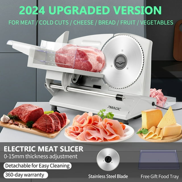 Meat Slicer, Electric Deli Food Slicer with Removable Stainless Steel