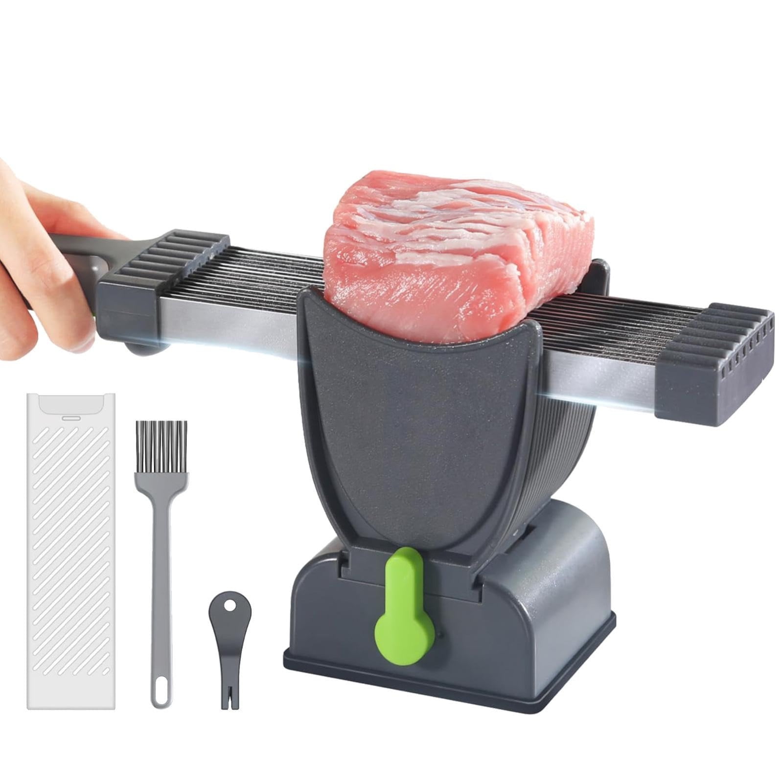 Meat Slicer For Home,Quick Slice Meat Cutter,Thickness Adjustable,Manual Meat Slicer,Dishwasher Safe,17 In 1 Stainless Steel Raw Meat Slicer,Hand Meat Slicer For Thin Slice,Fresh Beef For Home