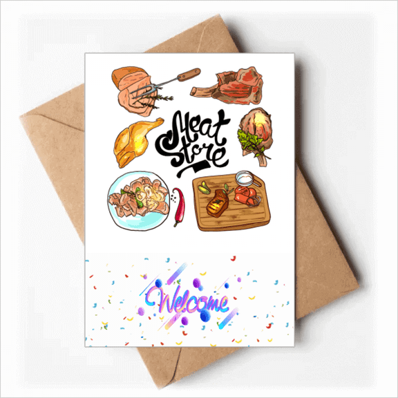 Meat Store Barbecue Steak Welcome Back Greeting Cards Envelopes Blank
