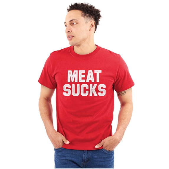 Meat Sucks Vegan Vegetarian Veggie Men's Graphic T Shirt Tees Brisco Brands M