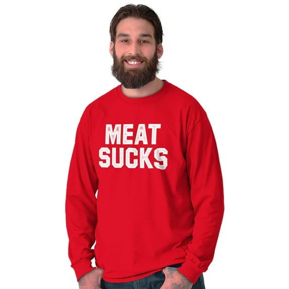 Meat Sucks Vegan Vegetarian Veggie Plus Size Long Sleeve Graphic Tee Shirt Brisco Brands 3X