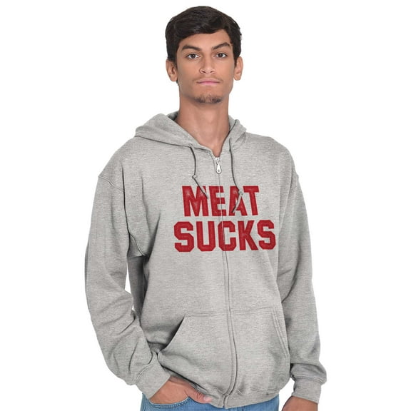 Meat Sucks Vegan Vegetarian Veggie Unisex Fleece Graphic Zip Up Hoodie Brisco Brands 5X