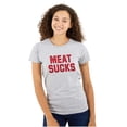 thumbnail image 1 of Meat Sucks Vegan Vegetarian Veggie Womens Fitted Plus Size Graphic Tee Brisco Brands 3X, 1 of 5