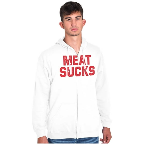 Meat Sucks Vegan Vegetarian Veggie Unisex Fleece Graphic Zip Up Hoodie Brisco Brands 5X