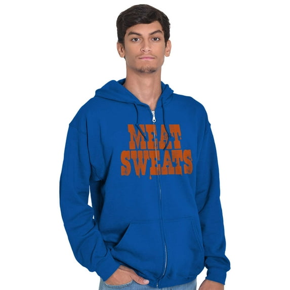 Meat Sweats Foodie Steak Bacon Eating Zip Up Hoodie Men's Women's Brisco Brands S