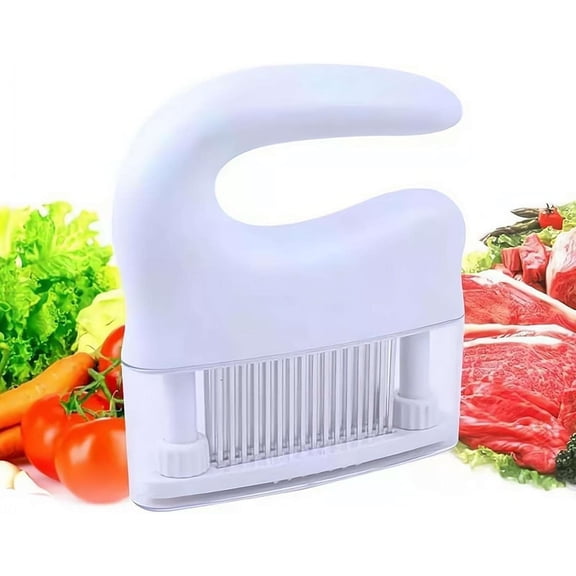 Meat Tenderizer with 48 Stainless Steel Blade,Kitchen Cooking Gadgets Tools with Ultra Sharp Needle That Makes Steak & Chicken Tender,Spring-Loaded Meat Blade Tenderizer Tool for Beef Pork (White)
