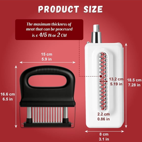 Meat Tenderizer Attachment for  Stand Mixer, 2-in-1 Kit with 48 Blades & Handheld Tool, Professional Meat Cuber & Mallet for Steak, Beef, Chicken