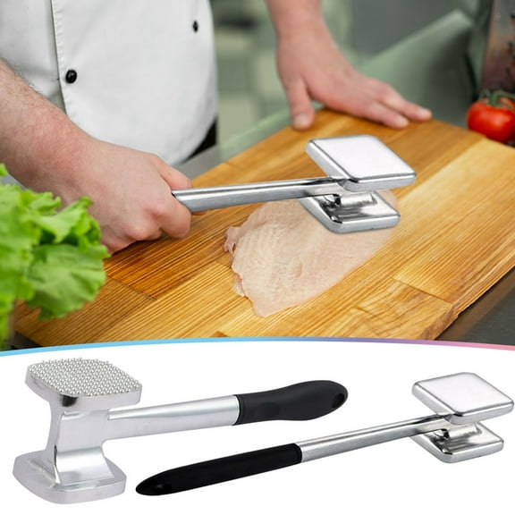Meat Tenderizer Hammer Tool, Meat Mallet Pounder with Soft & Comfortable Handle - Double- Side Meat Hammer for Tenderizing Steak Beef