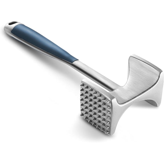 Meat Tenderizer Hammer with Comfortable-Grip Handle, Dual-side Mallet for Kitchen, Heavy Duty Pounder For Tenderizing Steak, Beef and Fish, Blue