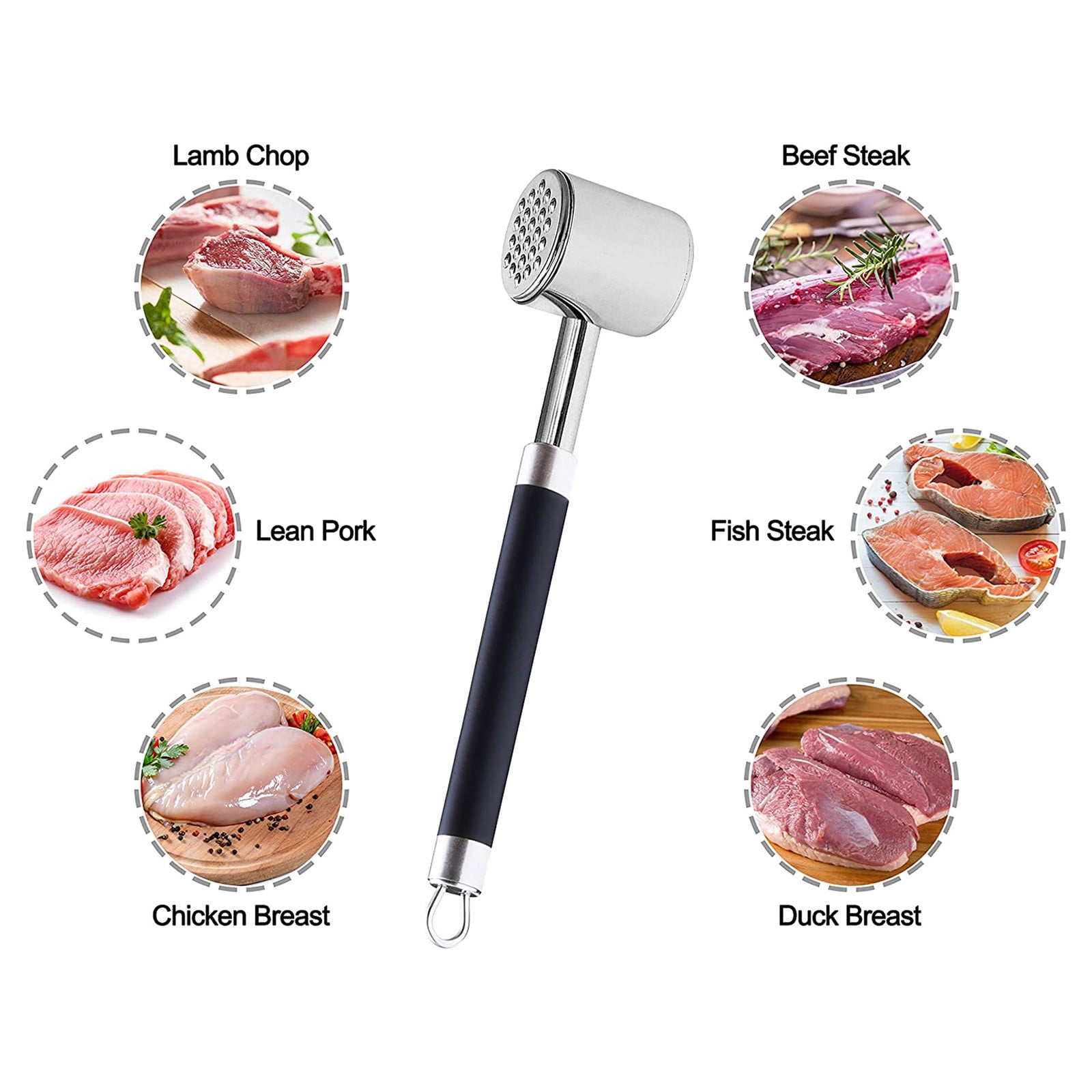 Meat Tenderizer Mallet Dishwasher Safe All 304 Stainless Steel