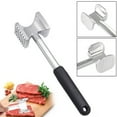 thumbnail image 1 of Meat Tenderizer Mallet Double Sided Aluminum Alloy Kitchen Tool Silver | Flat & Textured Sides for Pounding and Tenderizing Beef Pork Chicken | Ergonomic Plastic Handle | 24.5x6.1x4.6 cm, 1 of 4