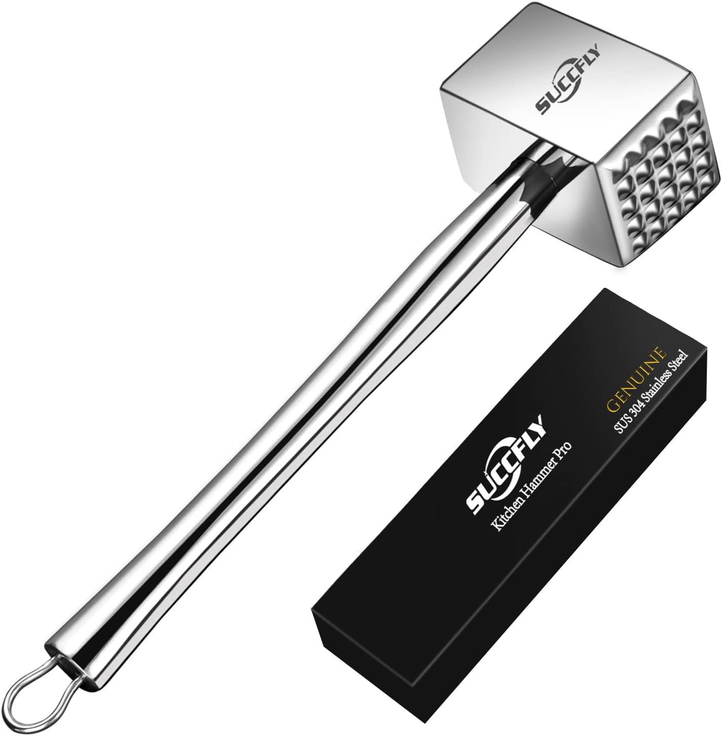 Meat Flatter Meat Tenderizer Stainless Steel, Heavy Duty Meat , Kitchen Meat Mallet ...