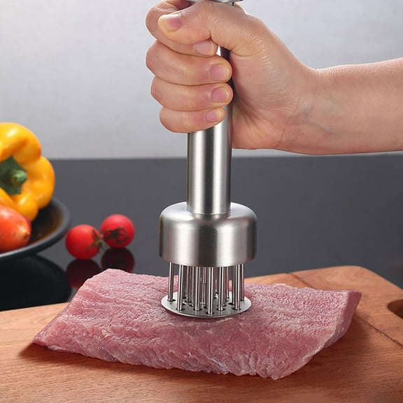 Meat Tenderizer Stainless Steel with Sharp Needles, Professional Meat Tenderizer Tool with 21 Ultra Sharp Stainless Steel Needles For Tenderizing and Pounding Beef Pork Chicken, for BBQ or Kitchen