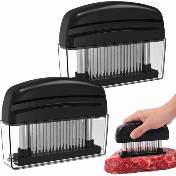 Meat Tenderizer Tool with 48 Stainless Steel Needle Blades, Spring Loaded Meat Tenderizer, Handheld Blade Meat Tenderizer for Steak, Beef, Chicken, Pork, BBQ Grill Kitchen Gadgets (Black*1pcs)