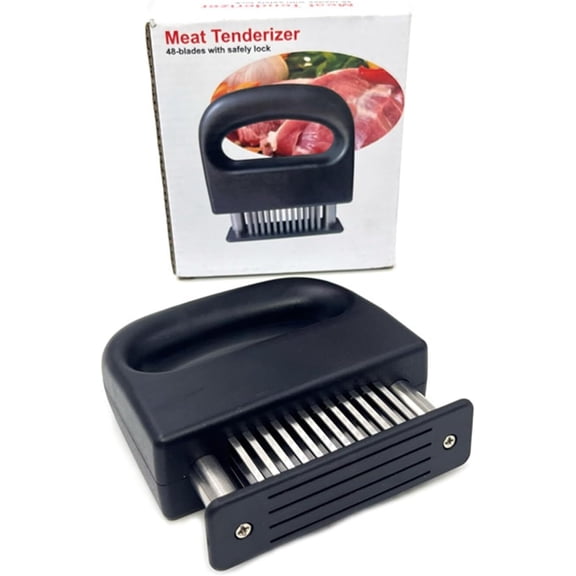 Meat Tenderizer Tool, 48 Stainless Steel Ultra Sharp Needle Blades Meat Tenderizer Stapler for Tenderizing Steak/Beef/Pork/Turkey/Fish/Poultry/Veal Marinade,Black