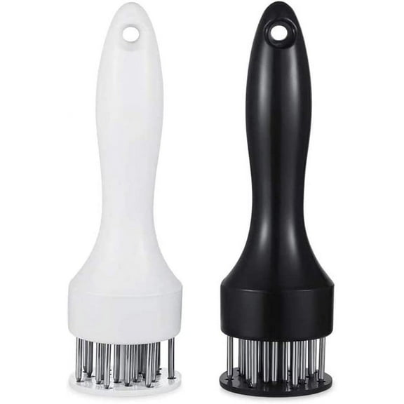 Meat Tenderizer Tool Professional Kitchen Gadget with 21 Stainless Steel Blades, Black and white, Needle Tenderizer for Beef, Pork & Chicken, Non-Slip Grip